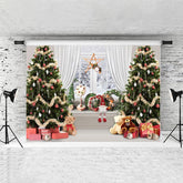 Lofaris Luxury Christmas Tree Bear Decor Backdrop